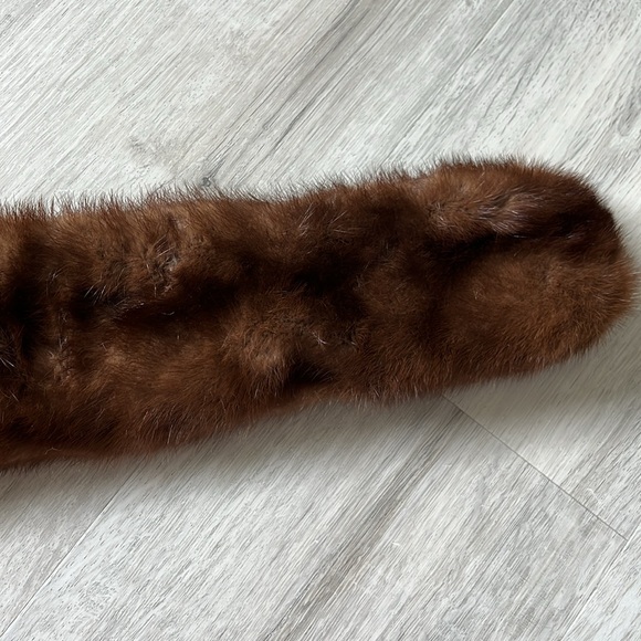Vintage Mink Fur Scarf Collar Neck Wrap Full Pelt Stole Brown 32” x 4” - Picture 7 of 12